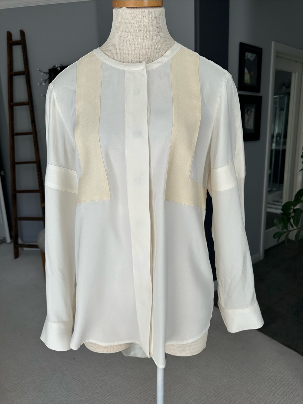 rag & bone Tuxedo Tail Banded Collar Button-Down Blouse size 8